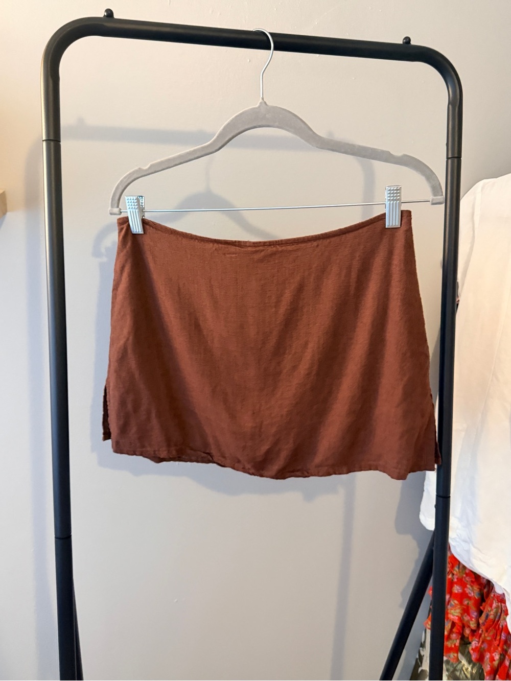 Women's Brown Linen Blend Mini Skort